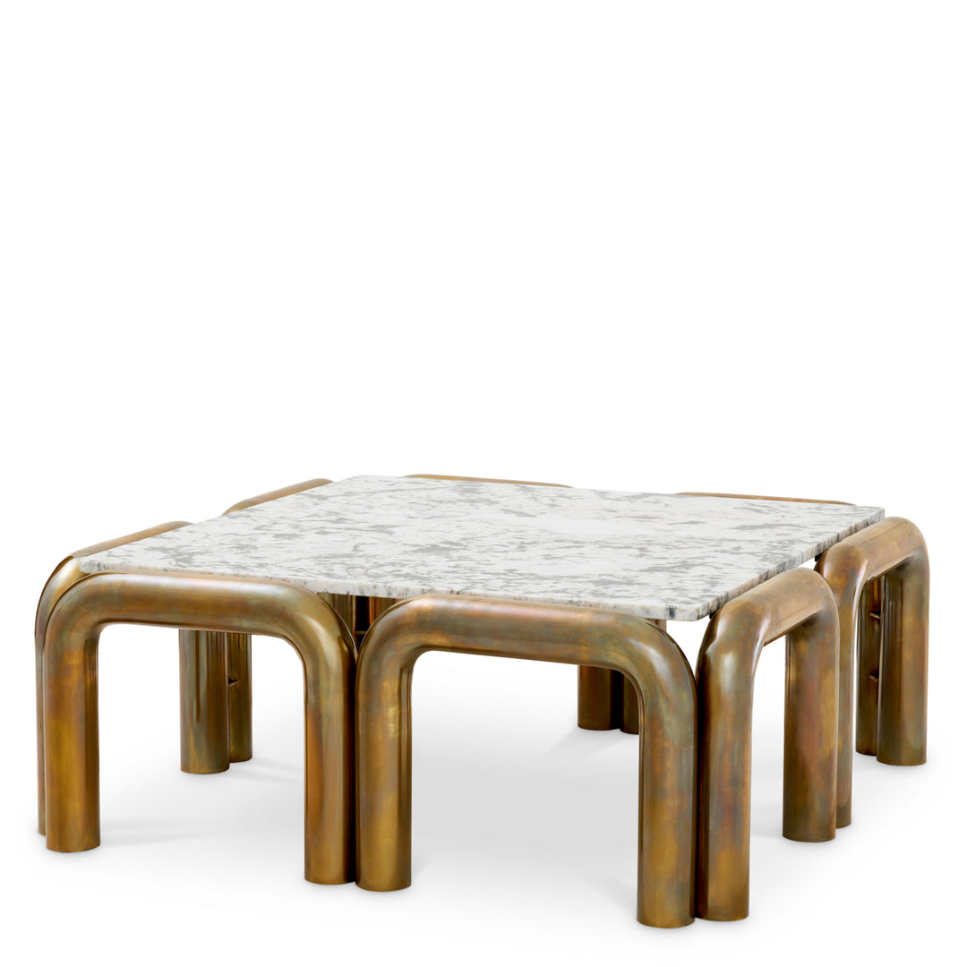Eichholtz Salontafel Sunwood Vintage Brass Wit Marmer