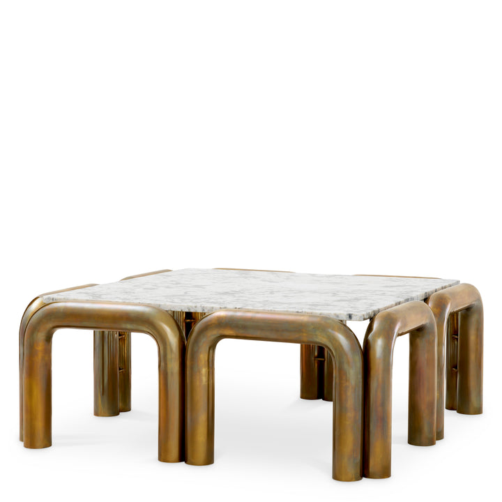 Eichholtz Salontafel Sunwood Vintage Brass Wit Marmer