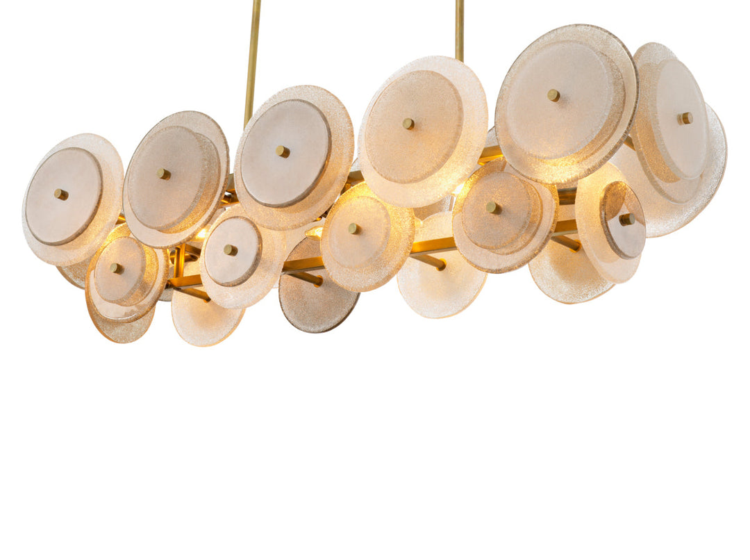 Eichholtz Chandelier Hyde Vintage Brass Handmade Glass