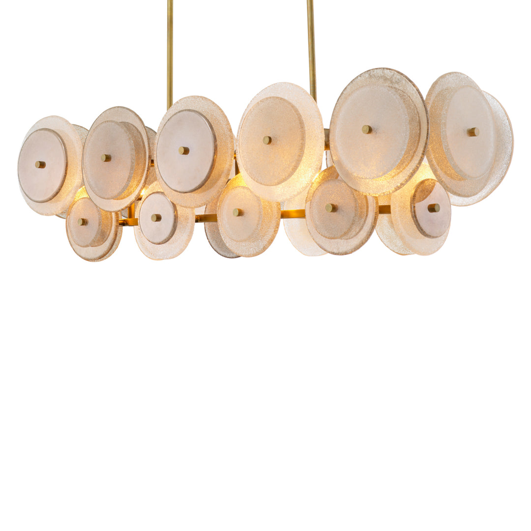 Eichholtz Chandelier Hyde Vintage Brass Handmade Glass