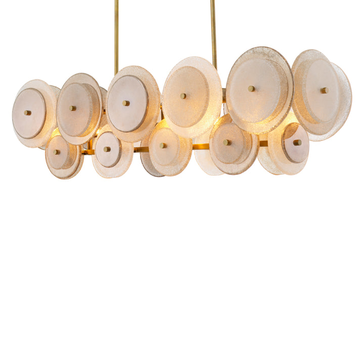 Eichholtz Chandelier Hyde Vintage Brass Handmade Glass
