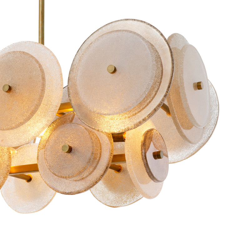 Eichholtz Chandelier Hyde Vintage Brass Handmade Glass