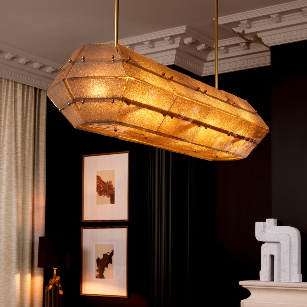 Eichholtz Chandelier Ferrucci Antique Brass Smoke Glass