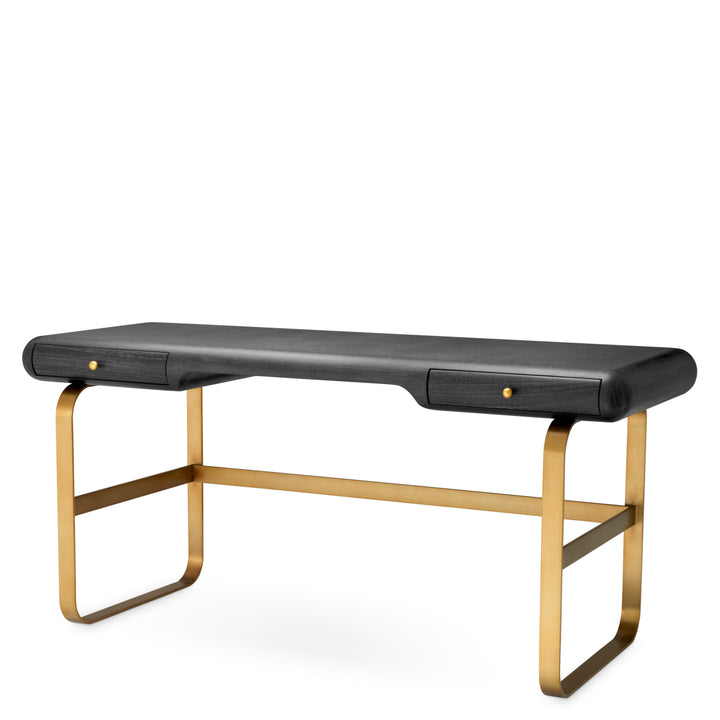 Eichholtz Bureau Nathaniel Charcoal Oak Brushed Brass