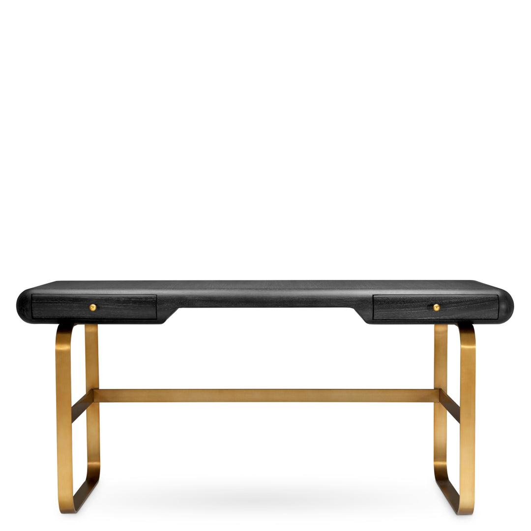 Eichholtz Bureau Nathaniel Charcoal Oak Brushed Brass