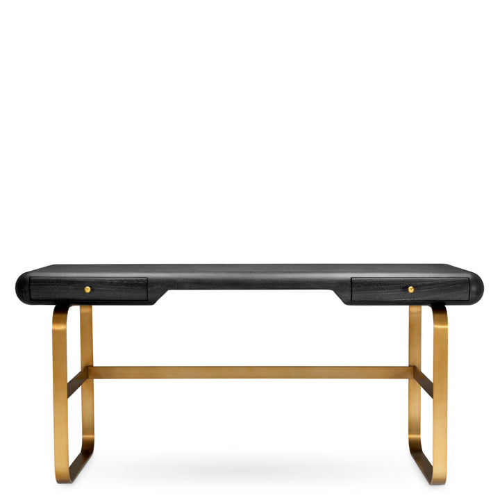 Eichholtz Bureau Nathaniel Charcoal Oak Brushed Brass