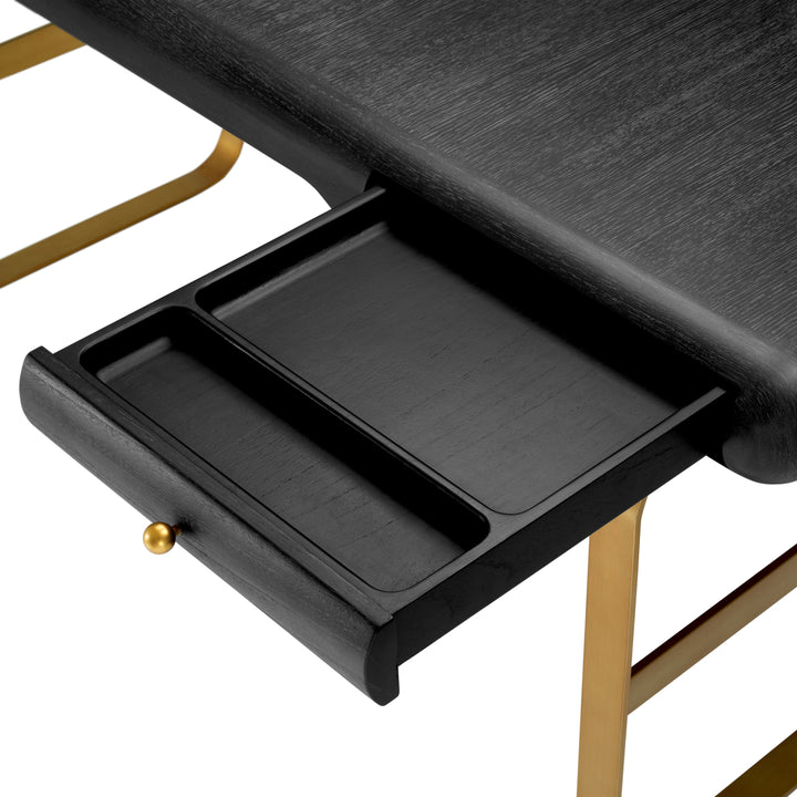 Eichholtz Bureau Nathaniel Charcoal Oak Brushed Brass