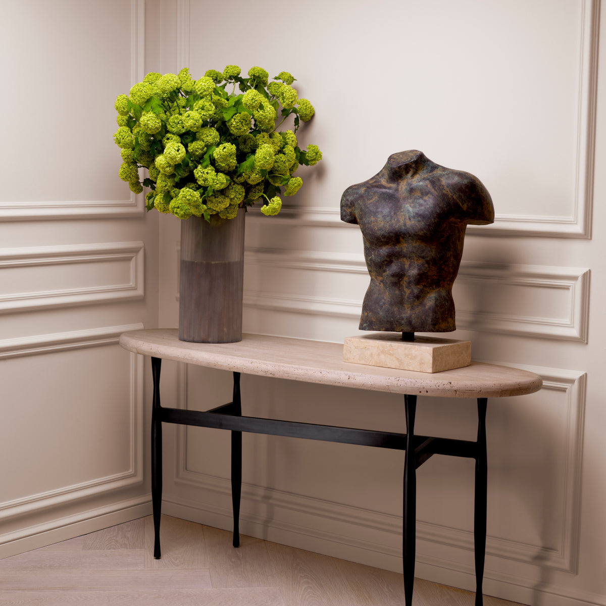 Eichholtz Consoletafel Palermo Bronze Travertine
