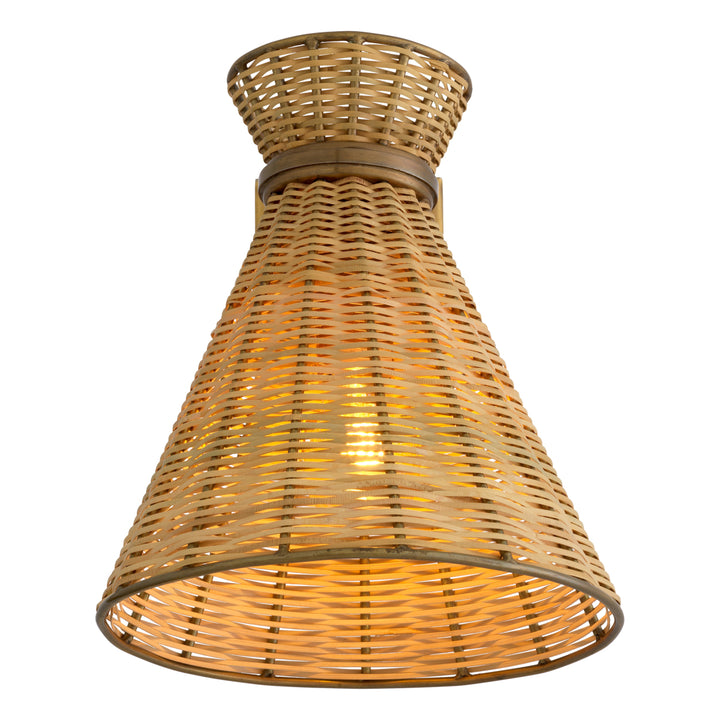 Eichholtz Wandlamp Kon Tiki Vintage Messing Rotan – afbeelding 2