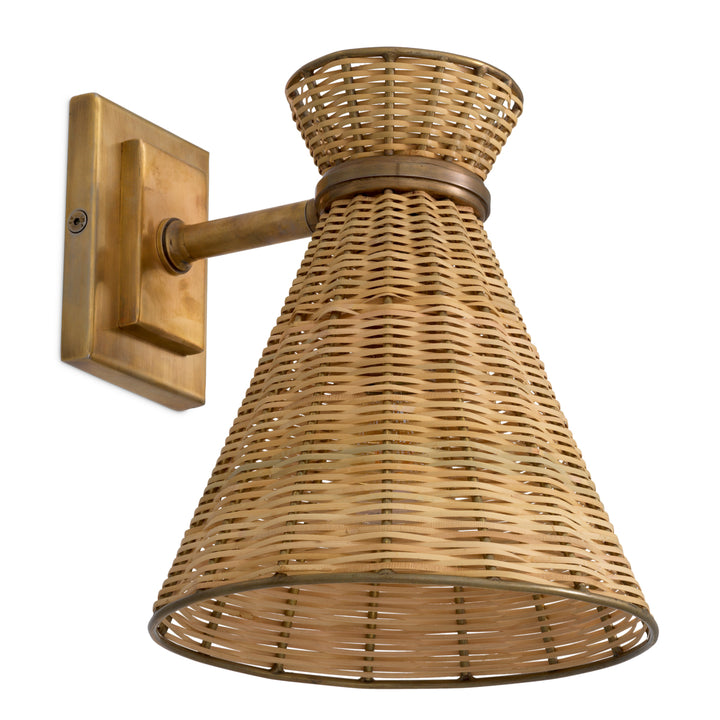 Eichholtz Wandlamp Kon Tiki Vintage Messing Rotan – afbeelding 4