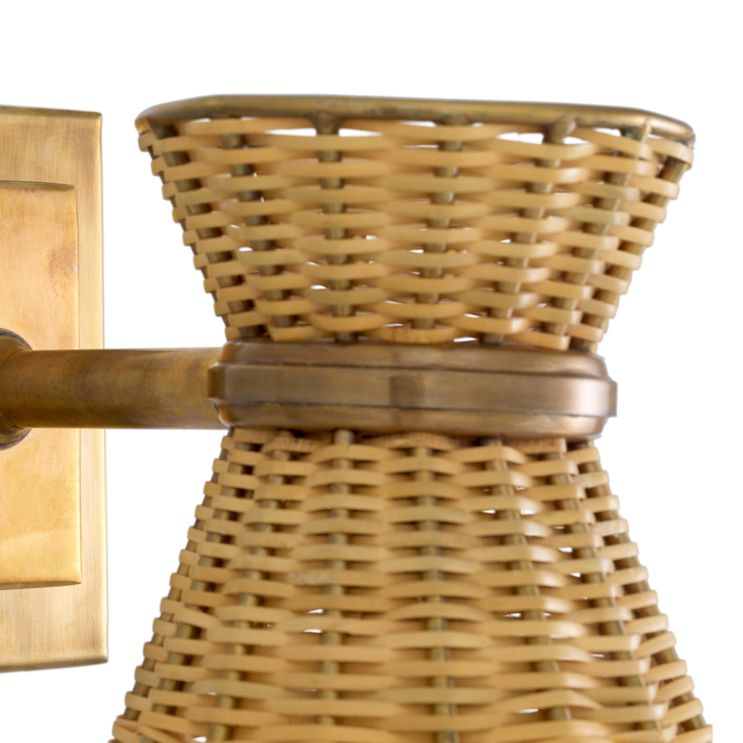 Eichholtz Wandlamp Kon Tiki Vintage Messing Rotan – afbeelding 6