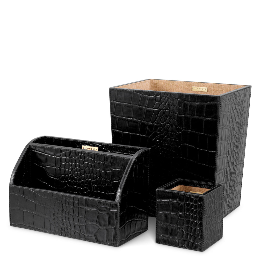Eichholtz Bureauset Scaleo Set van 3 Black Leather
