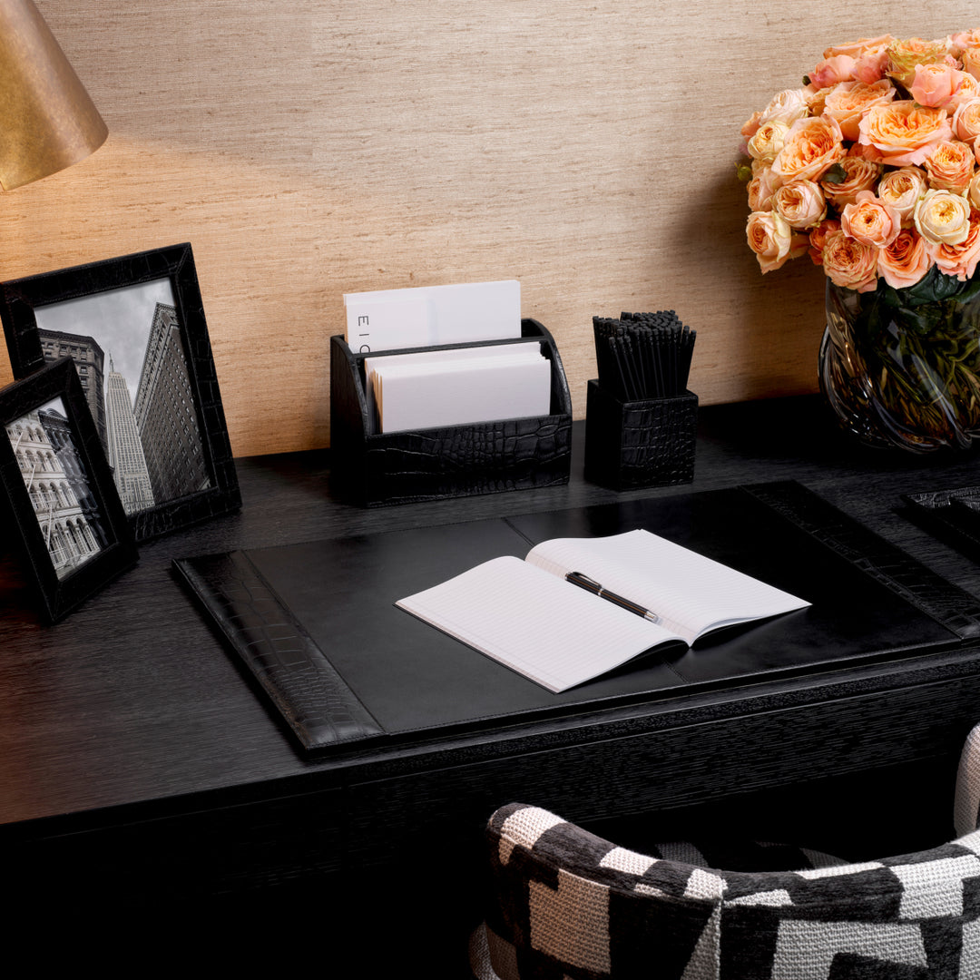 Eichholtz Bureauset Scaleo Set van 3 Black Leather