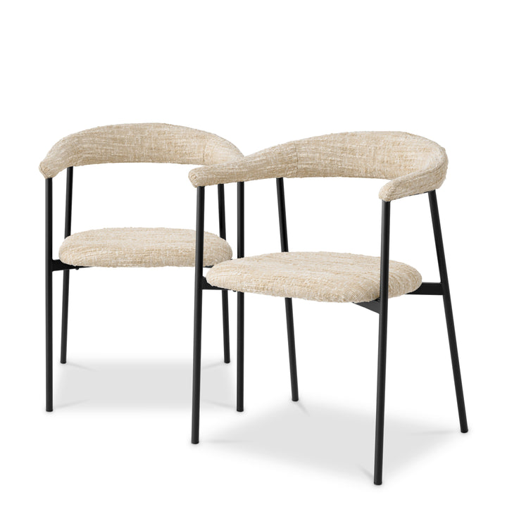 Eichholtz Eetkamerstoel Julio Bouclé Sonata Cream Set van 2