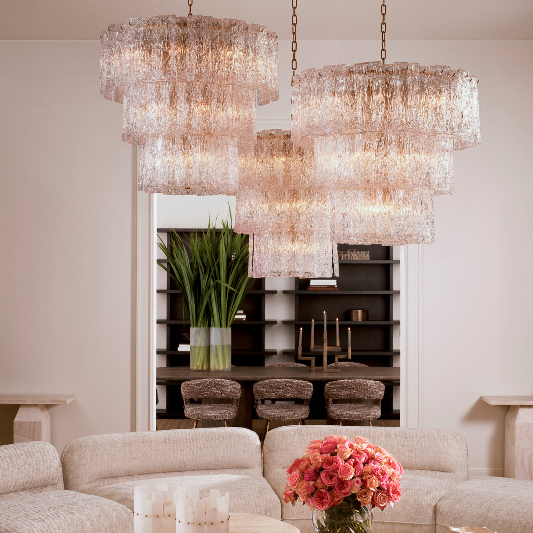 Eichholtz Chandelier Almeria Antique Brass Handmade Glass