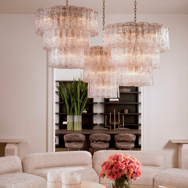 Eichholtz Chandelier Almeria Antique Brass Handmade Glass