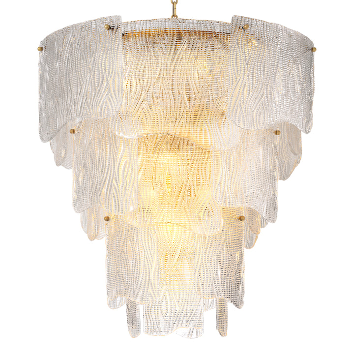 Eichholtz Kroonluchter Asinara L Antique Brass Textured Glass