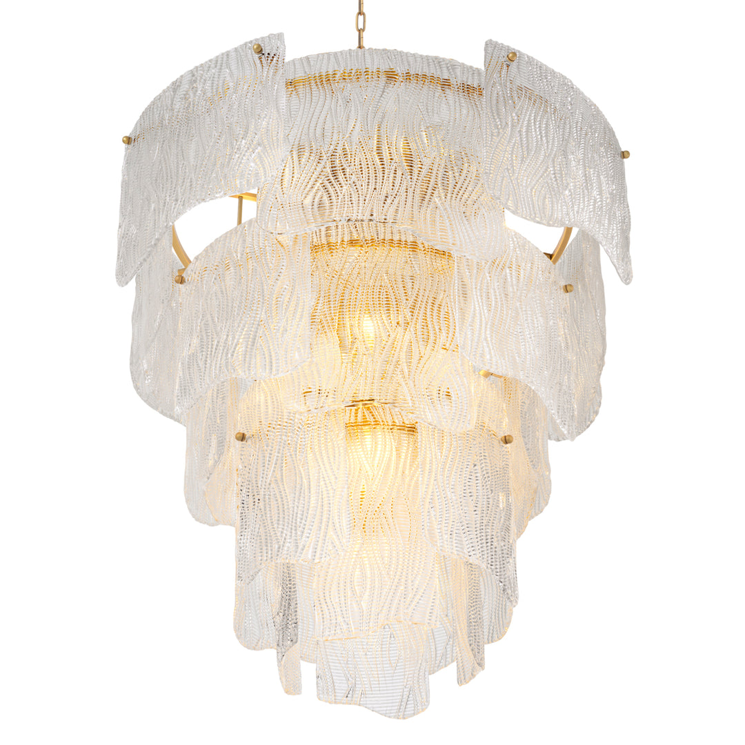 Eichholtz Kroonluchter Asinara L Antique Brass Textured Glass
