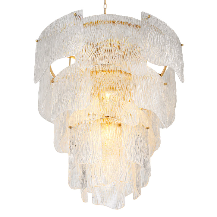 Eichholtz Kroonluchter Asinara L Antique Brass Textured Glass