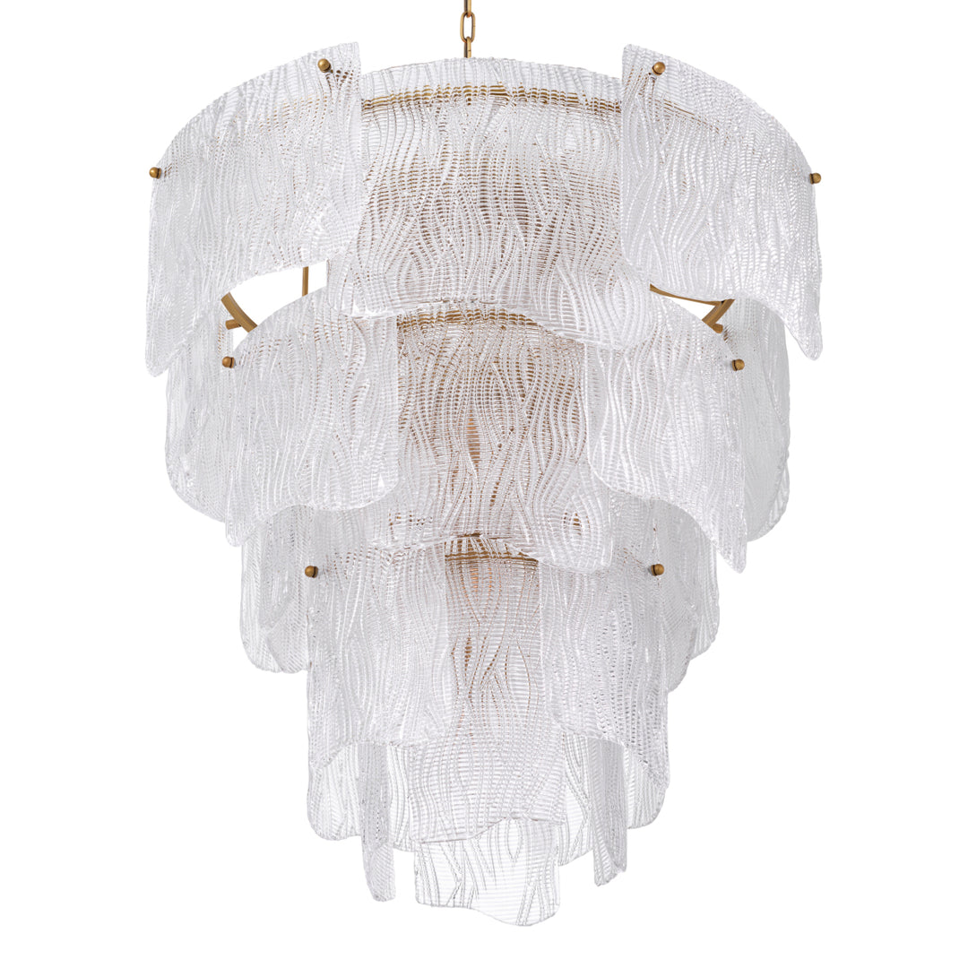 Eichholtz Kroonluchter Asinara L Antique Brass Textured Glass