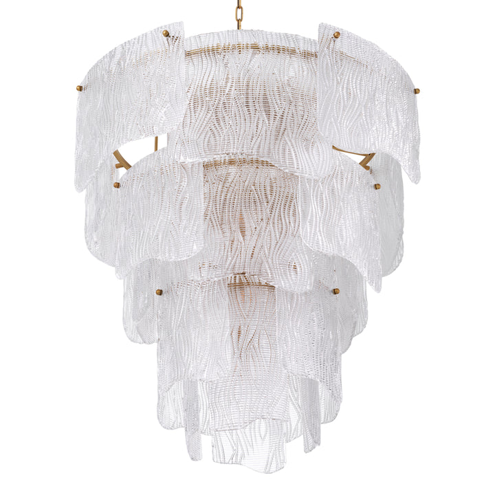 Eichholtz Kroonluchter Asinara L Antique Brass Textured Glass