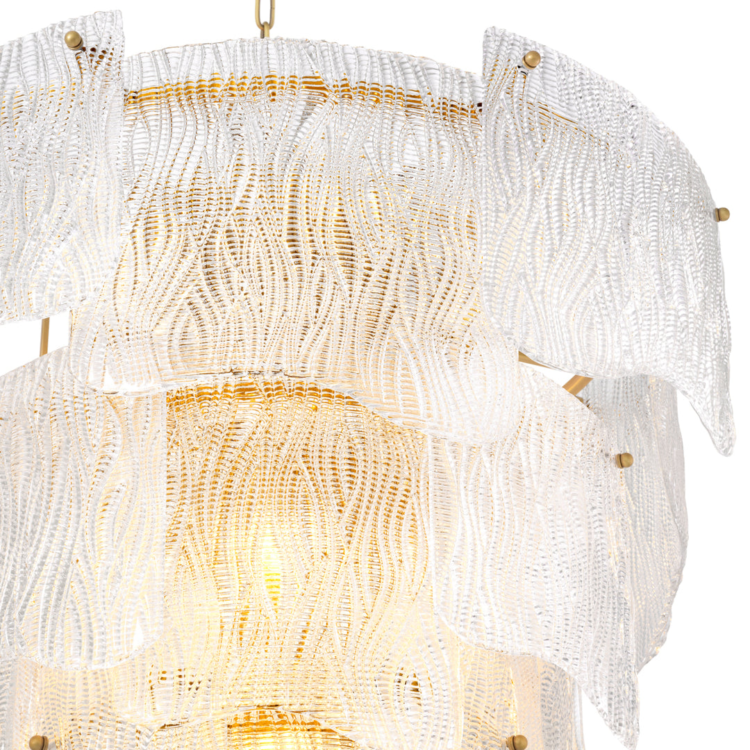Eichholtz Kroonluchter Asinara L Antique Brass Textured Glass