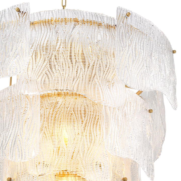 Eichholtz Kroonluchter Asinara L Antique Brass Textured Glass