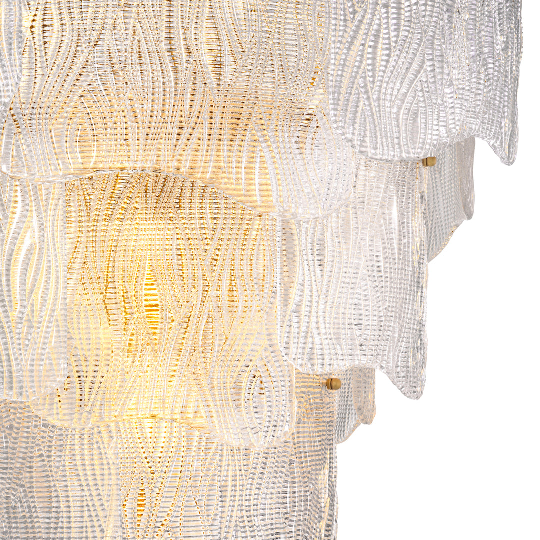 Eichholtz Kroonluchter Asinara L Antique Brass Textured Glass