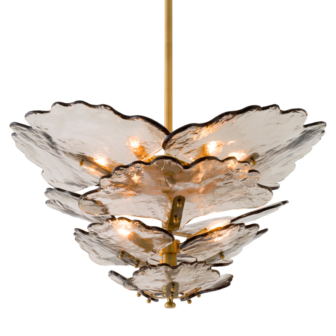 Eichholtz Chandelier Florina Antique Brass Smoke Glass