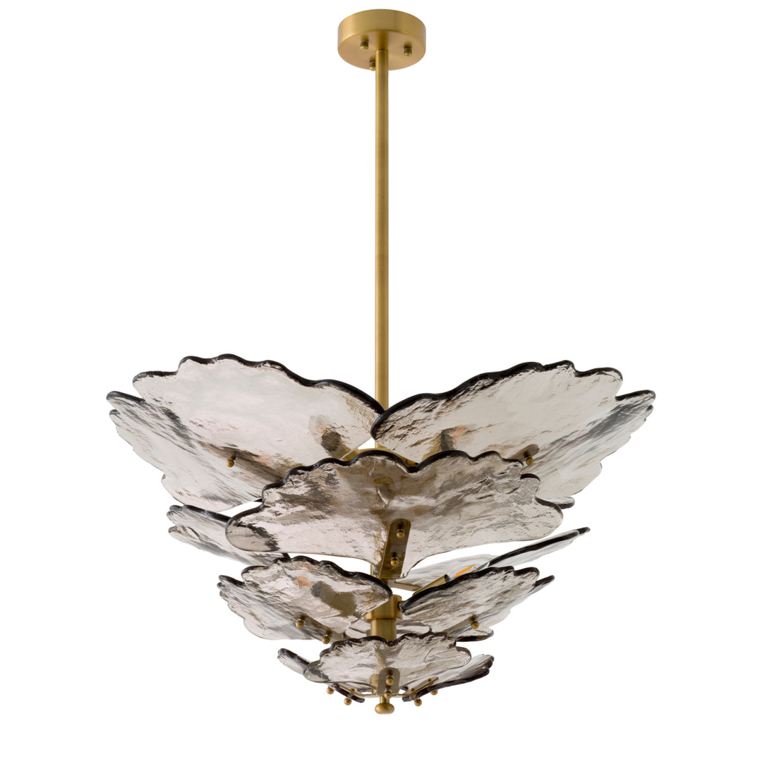 Eichholtz Chandelier Florina Antique Brass Smoke Glass