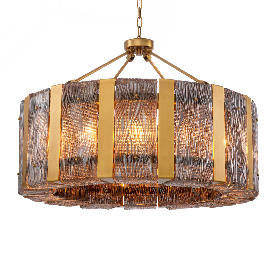 Eichholtz Chandelier Elysian Antique Brass Smoke Glass
