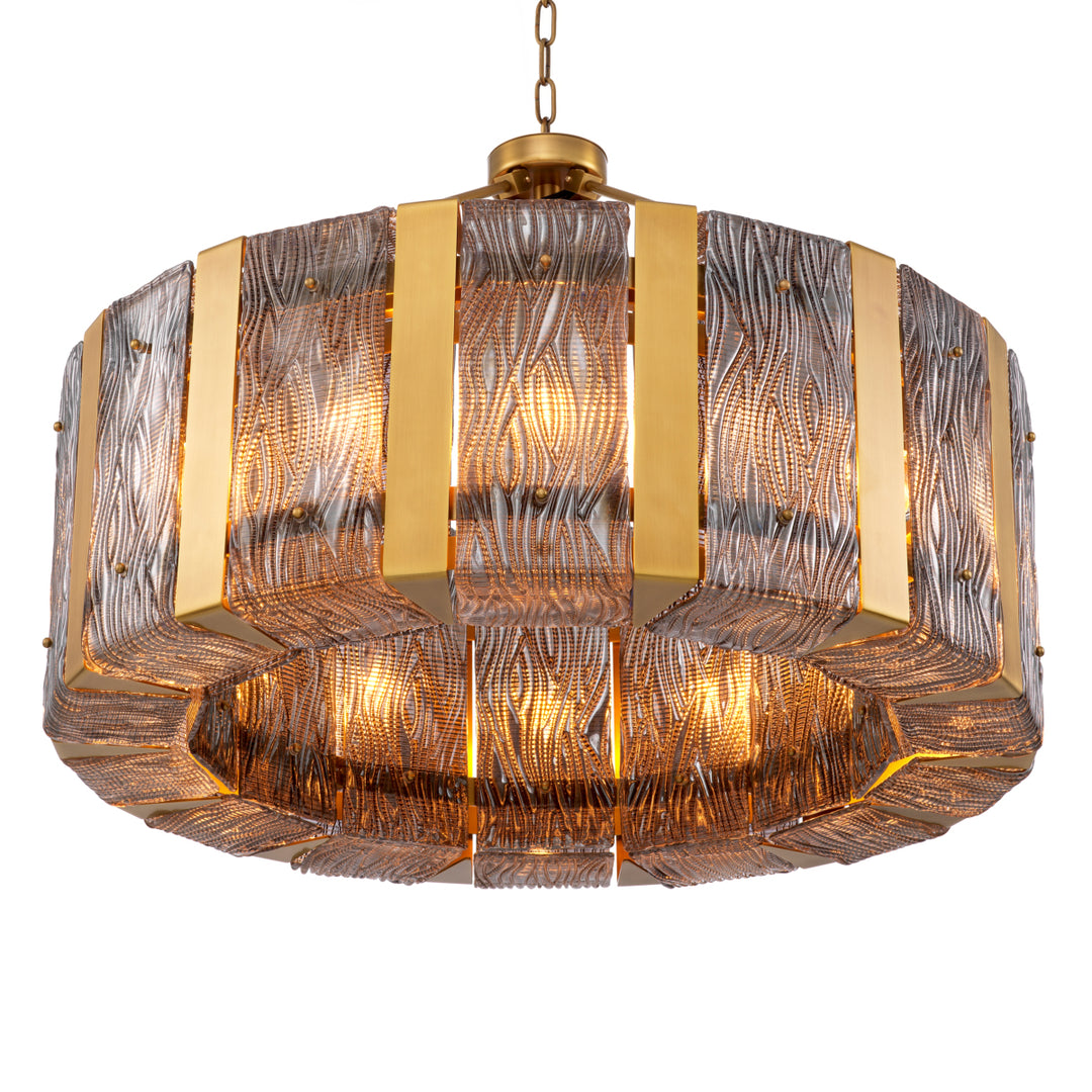 Eichholtz Chandelier Elysian Antique Brass Smoke Glass