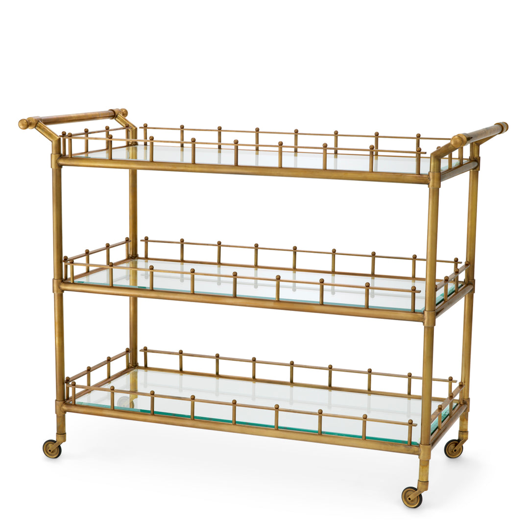 Eichholtz Serveerwagen Scarlett L Vintage Brass Clear Glass