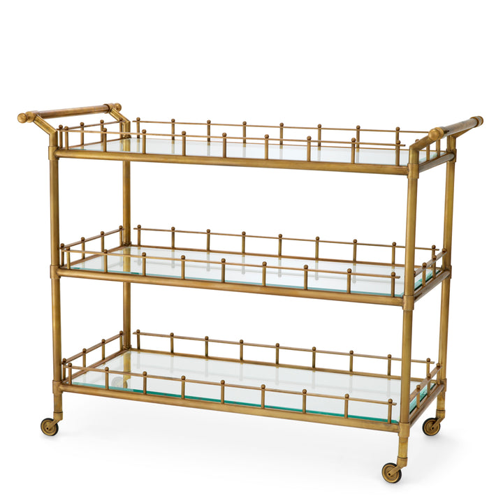 Eichholtz Serveerwagen Scarlett L Vintage Brass Clear Glass