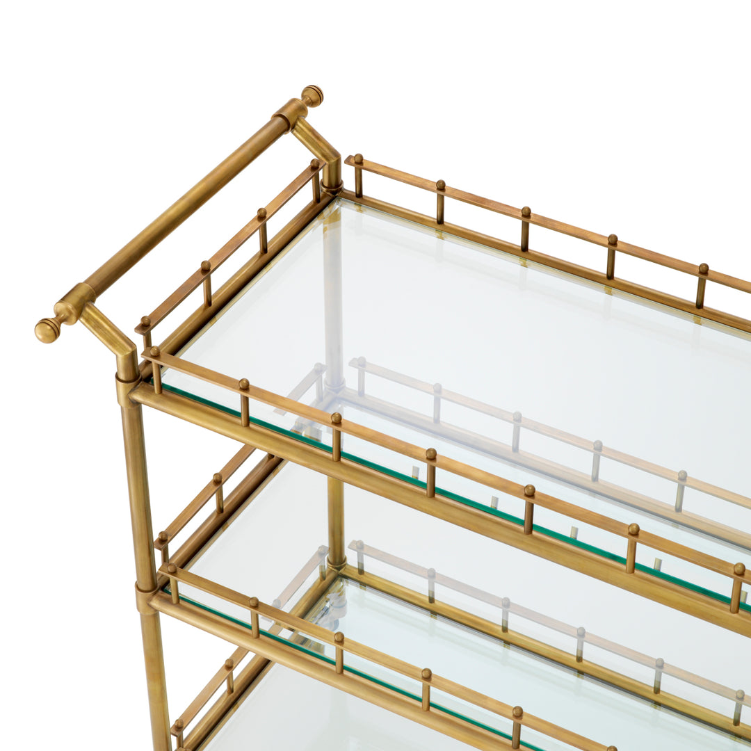 Eichholtz Serveerwagen Scarlett L Vintage Brass Clear Glass