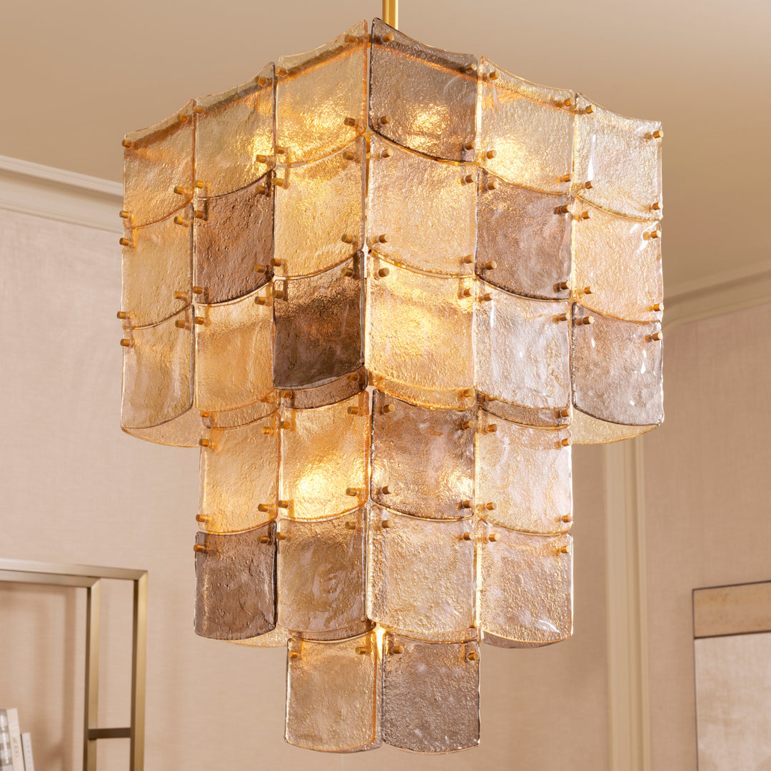 Eichholtz Chandelier Laurent Antique Brass Handmade Glass