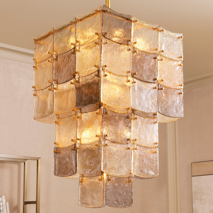 Eichholtz Chandelier Laurent Antique Brass Handmade Glass