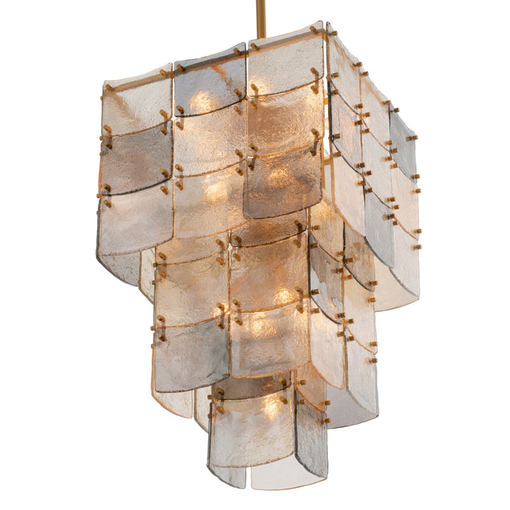 Eichholtz Chandelier Laurent Antique Brass Handmade Glass