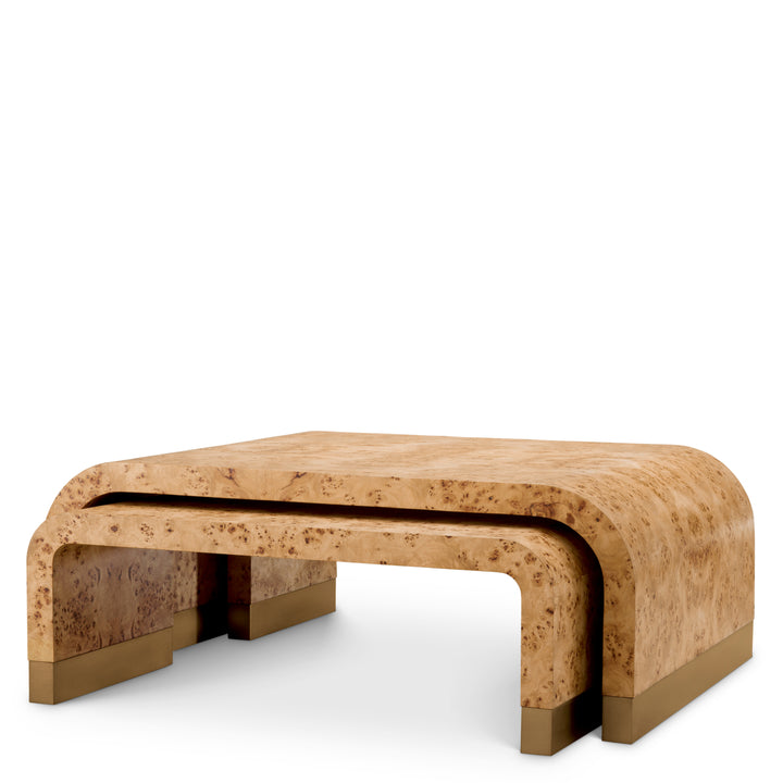 Eichholtz Salontafel Quinton Set of 3 Light Brown Mappa Burl