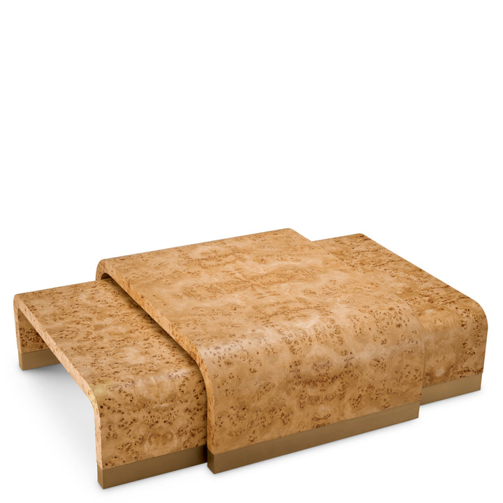 Eichholtz Salontafel Quinton Set of 3 Light Brown Mappa Burl