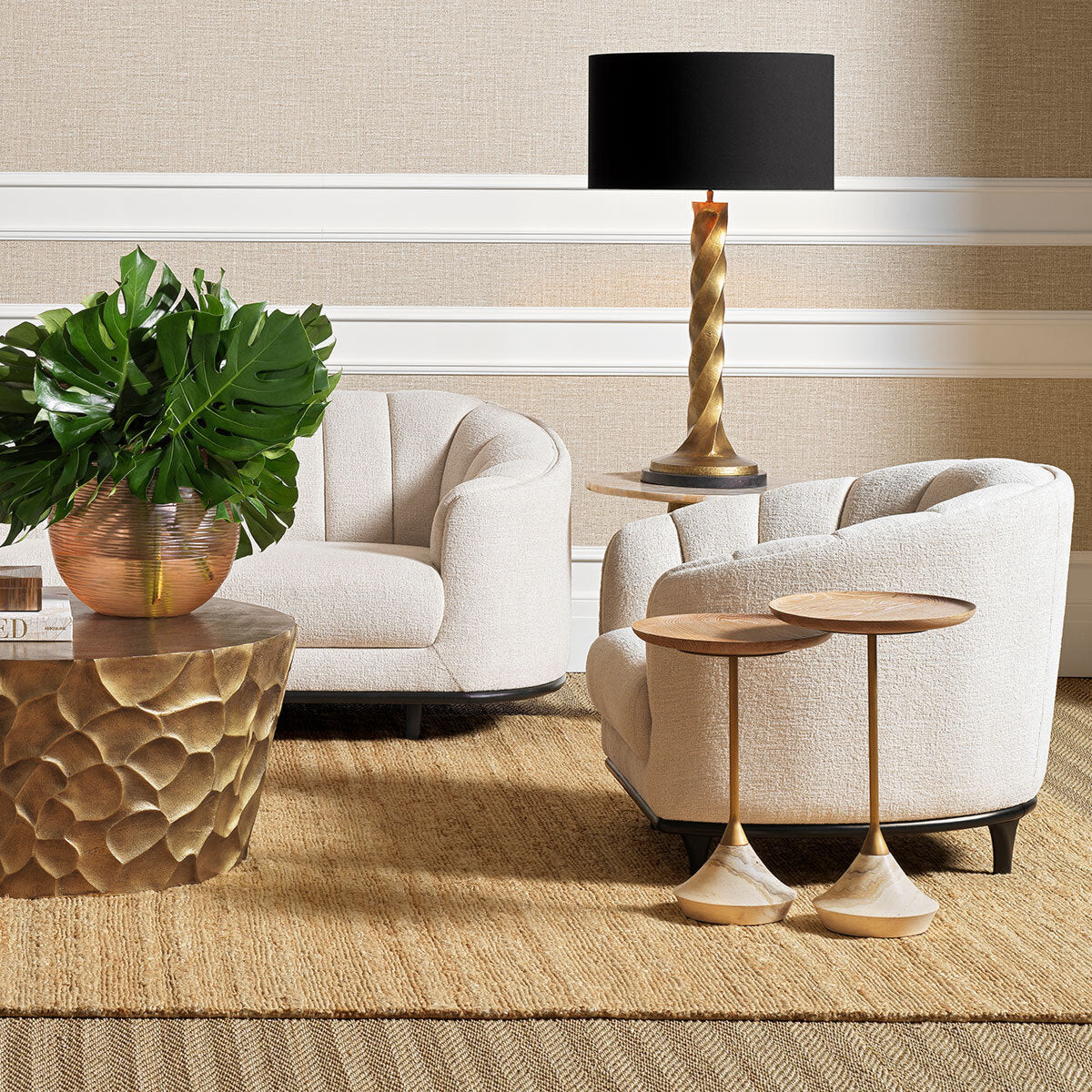 Eichholtz Bijzettafel Puglia Set van 2 Onyx Brushed Brass