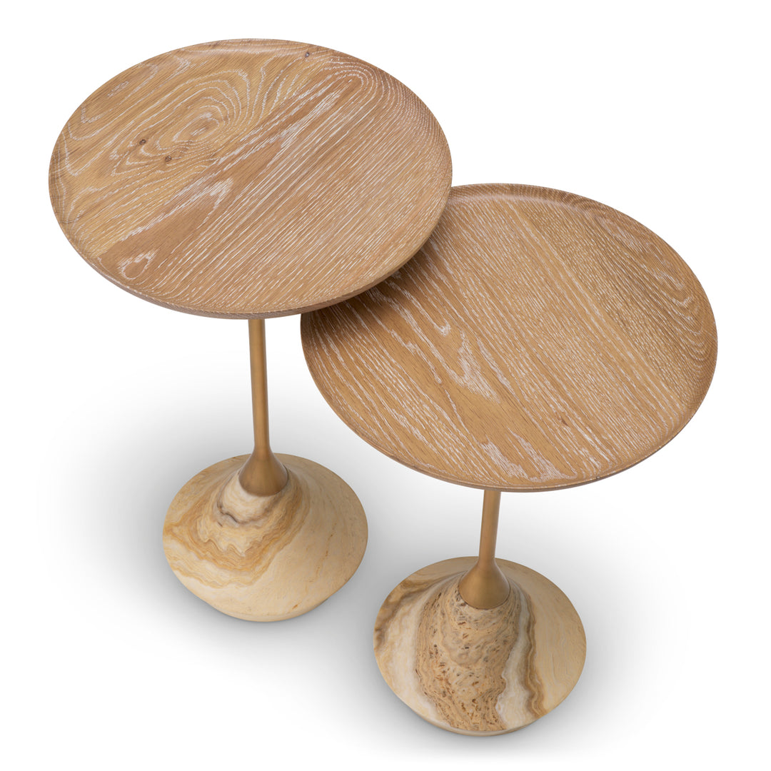 Eichholtz Bijzettafel Puglia Set van 2 Onyx Brushed Brass
