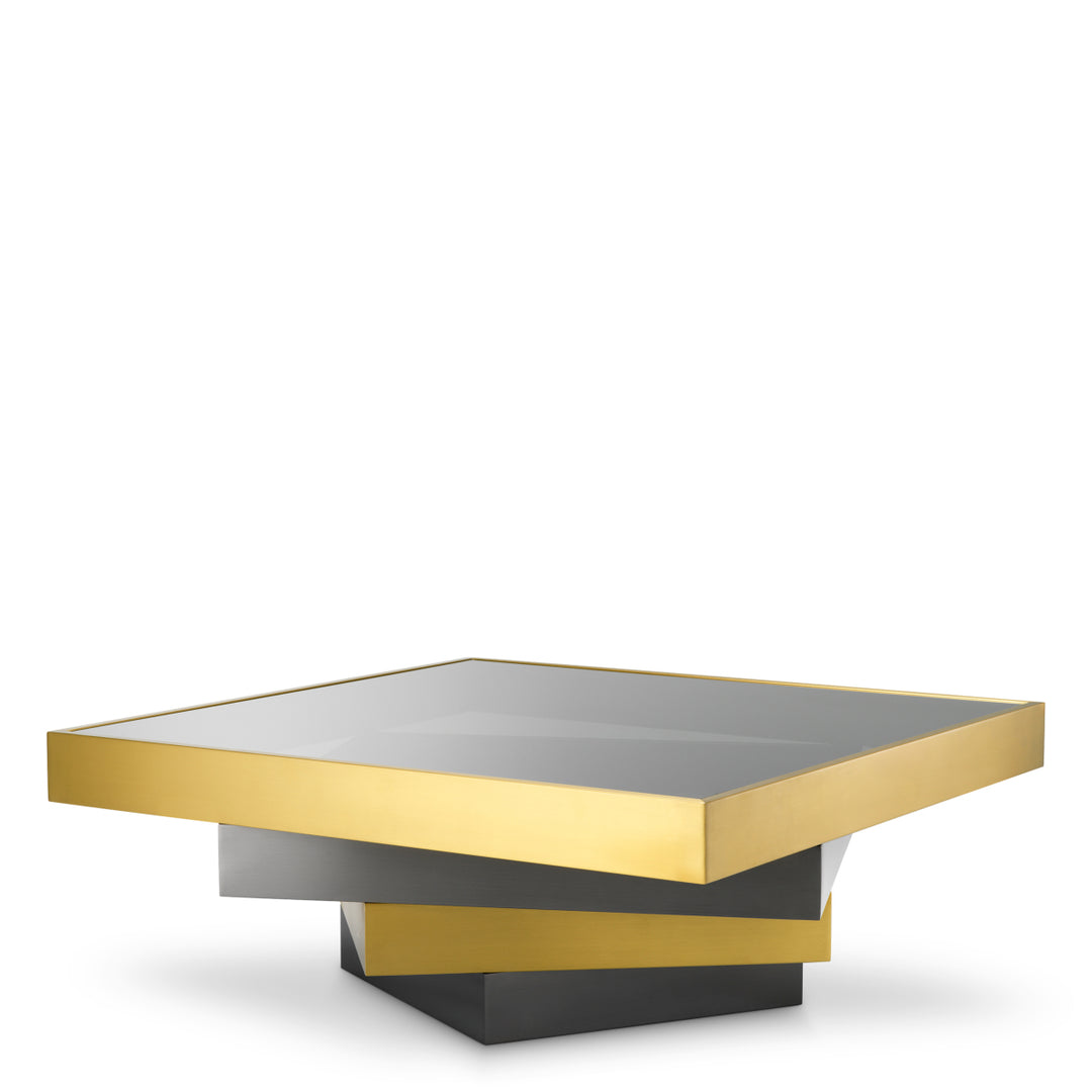 Eichholtz Salontafel Zamora Brushed Brass Bronze Smoke Glass