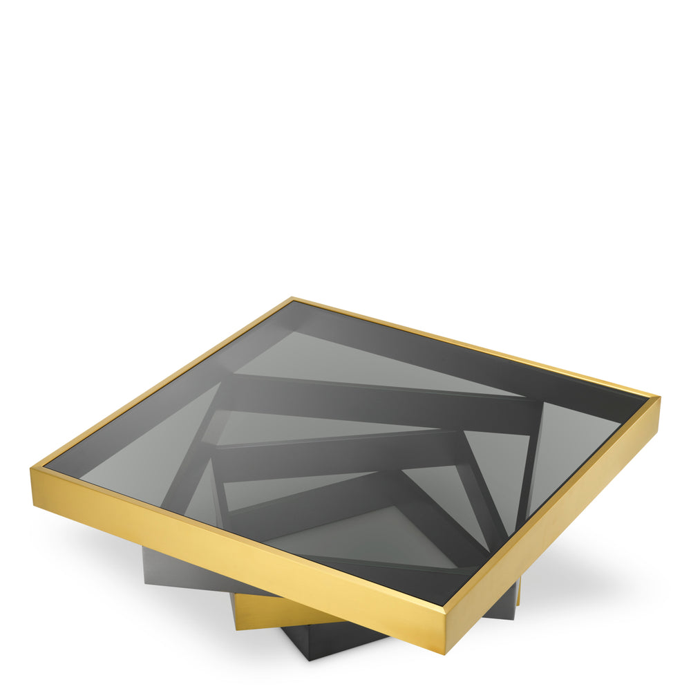 Eichholtz Salontafel Zamora Brushed Brass Bronze Smoke Glass