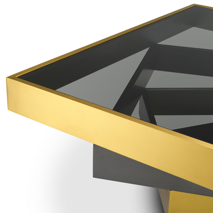 Eichholtz Salontafel Zamora Brushed Brass Bronze Smoke Glass