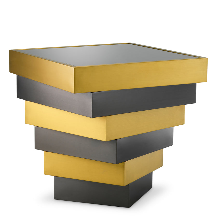 Eichholtz Bijzettafel Zamora Brushed Brass Smoke Glass