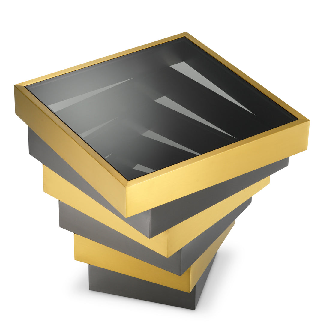 Eichholtz Bijzettafel Zamora Brushed Brass Smoke Glass