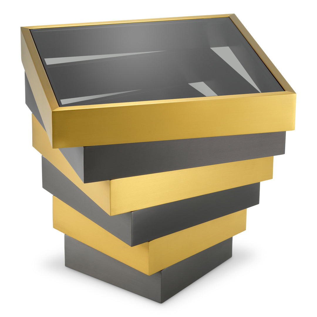 Eichholtz Bijzettafel Zamora Brushed Brass Smoke Glass