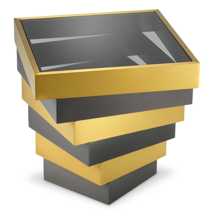 Eichholtz Bijzettafel Zamora Brushed Brass Smoke Glass