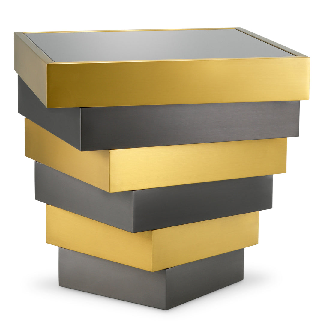 Eichholtz Bijzettafel Zamora Brushed Brass Smoke Glass